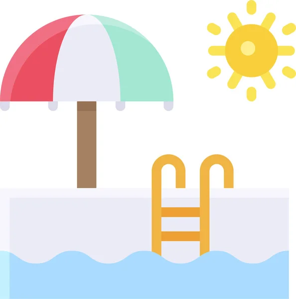 Piscina Verano Sol Icono Categoría Verano — Vector de stock