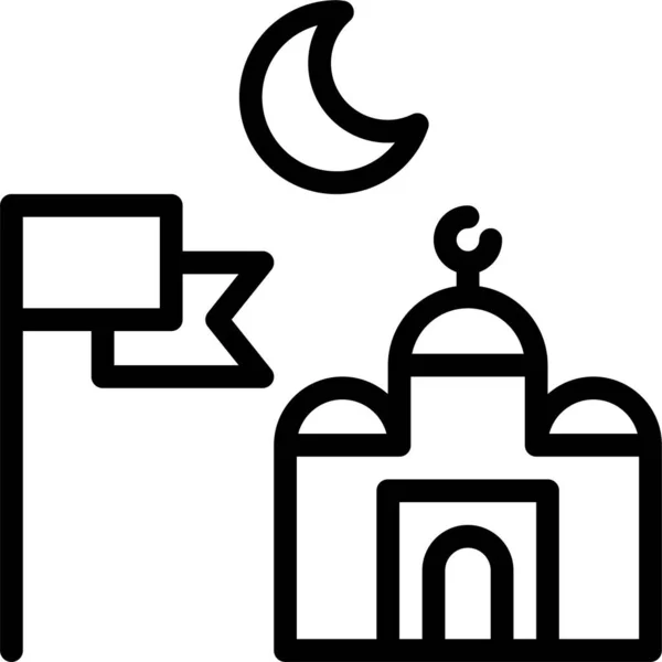 Crescent Flag Islam Icono Estilo Contorno — Archivo Imágenes Vectoriales