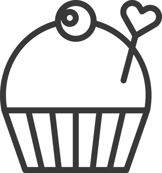 Gâteau Boulangerie Icône Cupcake Dans Style Contour — Image vectorielle