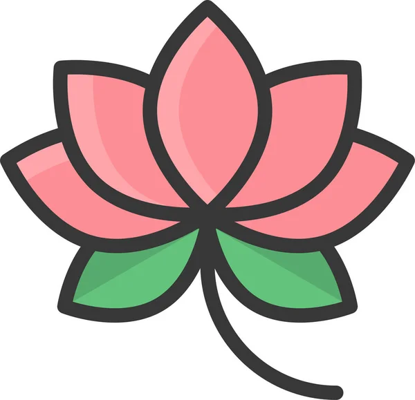 Иконка Китайского Цветка Лотоса Стиле Филедлайн — стоковый вектор