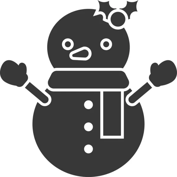 Christmas Snow Snowman Icon Solid Style — Stock Vector