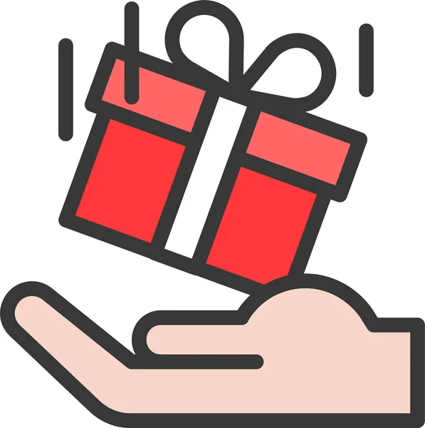 Icono Regalo Navidad Caja Estilo Filledoutline — Vector de stock