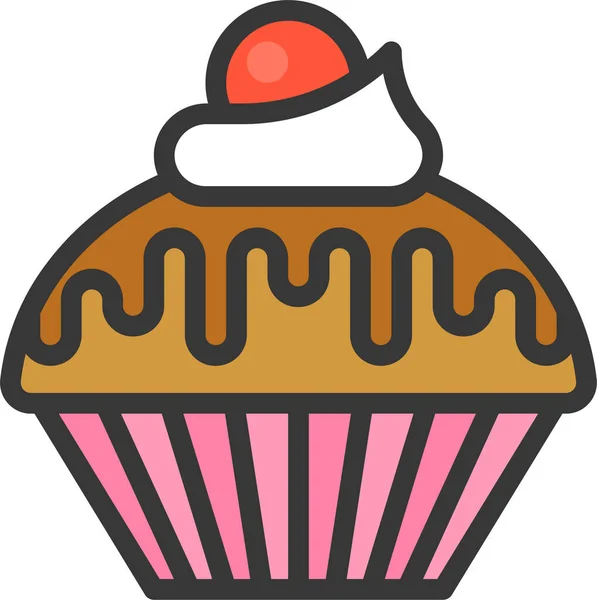 Tasse Kuchen Dessert Essen Symbol Filedoutline Stil — Stockvektor