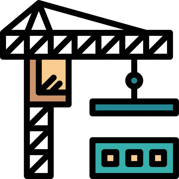 Membangun Ikon Crane Konstruksi Dalam Gaya Filledoutline - Stok Vektor