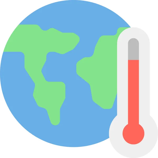 Icona Della Temperatura Globale Della Terra Stile Piatto — Vettoriale Stock