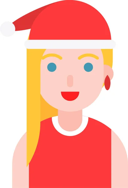 圣诞女帽图标 扁平风格 — 图库矢量图片
