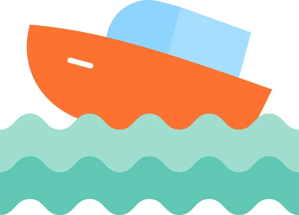 船用汽艇夏季扁平图标 — 图库矢量图片