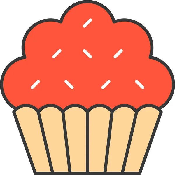 Backkuchen Cupcake Ikone Filedoutline Style — Stockvektor