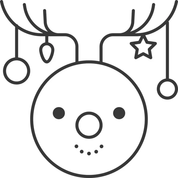 Weihnachten Schnee Schneemann Ikone Outline Stil — Stockvektor