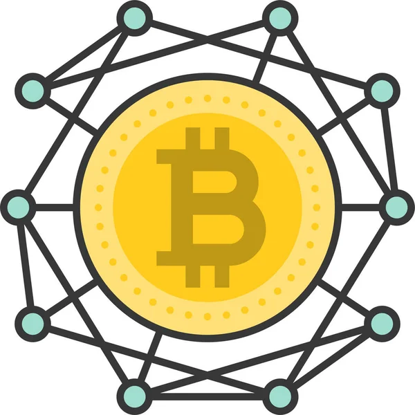 Bitcoin Blockchain Coin Symbol Filedoutline Manier — Stockvektor