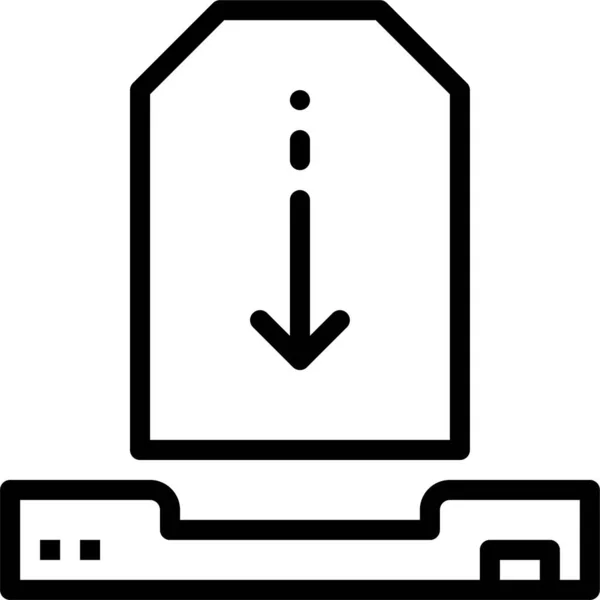 Flèche Vers Bas Icône Téléchargement Dans Style Contour — Image vectorielle