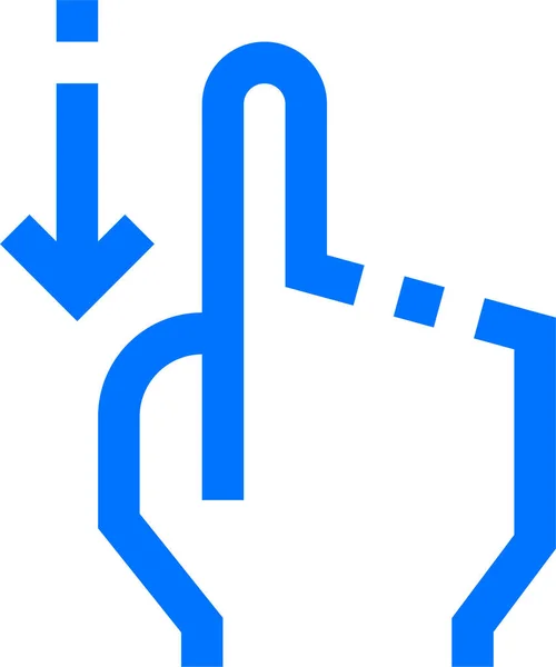 Naar Beneden Vinger Gebaar Pictogram Omtrek Stijl — Stockvector