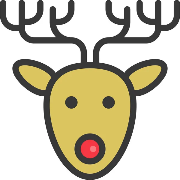 Animal Navidad Ciervo Icono Estilo Filledoutline — Vector de stock