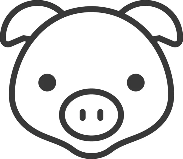 Animal Face Farm Ikone Outline Stil — Stockvektor