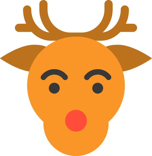 Animal Icono Venado Navidad Estilo Plano — Vector de stock