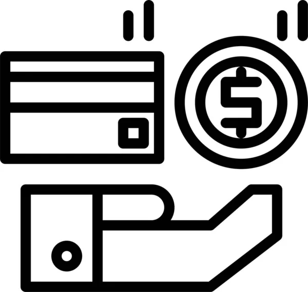 Ikona Waluty Gotówkowej Biznesu Zarysie — Wektor stockowy
