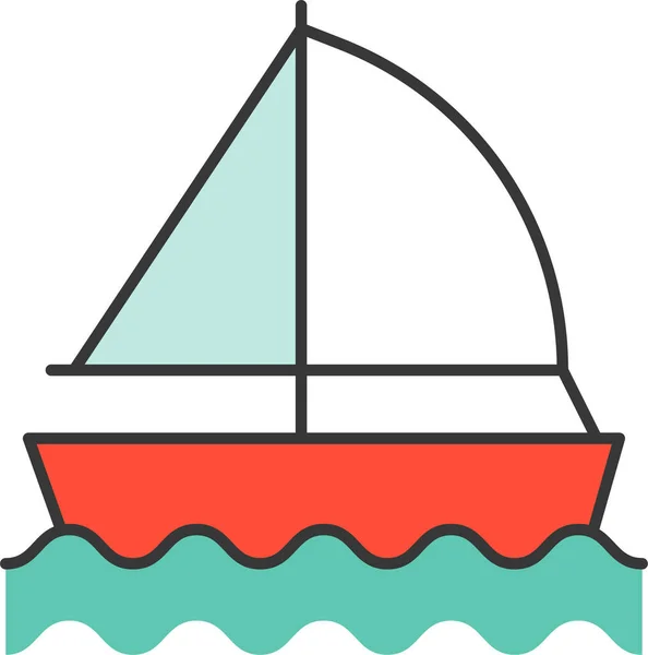 Strandboot Segelboot Ikone Umrissstil — Stockvektor