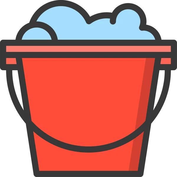 Bubble Bucket Cleaning Icon Filledoutline Style — Stock Vector