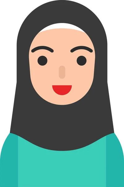 Avatar Hidschab Muslimische Ikone Flachen Stil — Stockvektor