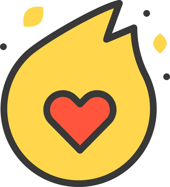 Fire Heart Love Icon Filledoutline Style — Stock Vector