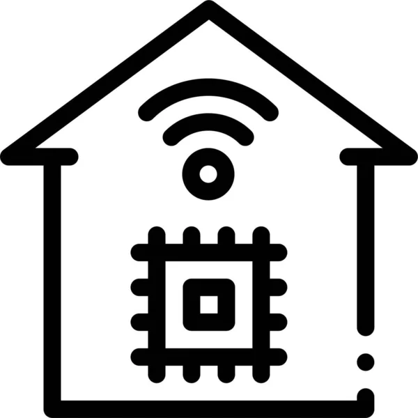App Eco House Symbol Umriss Stil — Stockvektor