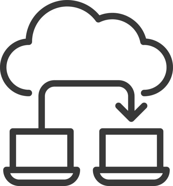 Ikona Počítače Cloud Computing Stylu Osnovy — Stockový vektor