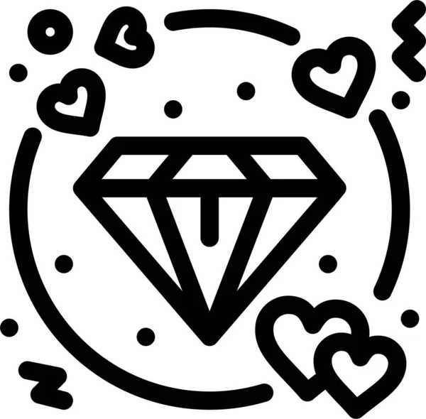 Diamante Coração Amor Ícone Categoria Loveromance — Vetor de Stock