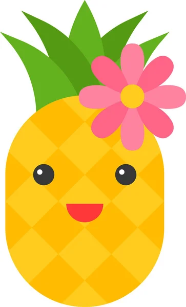 Nourriture Fruit Ananas Icône Dans Style Plat — Image vectorielle