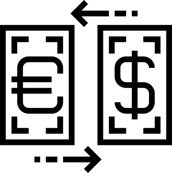 Ikona Wymiany Dolara Biznesu Zarysie Stylu — Wektor stockowy