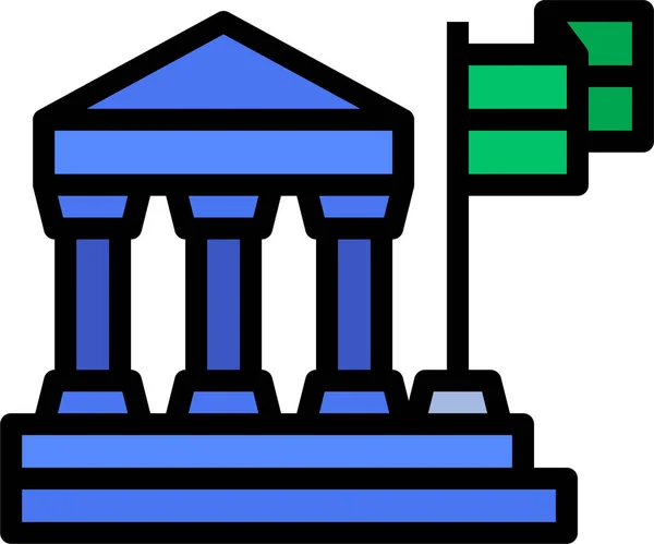 Ícone Macroeconomia Bandeira Bancária Estilo Filledoutline —  Vetores de Stock