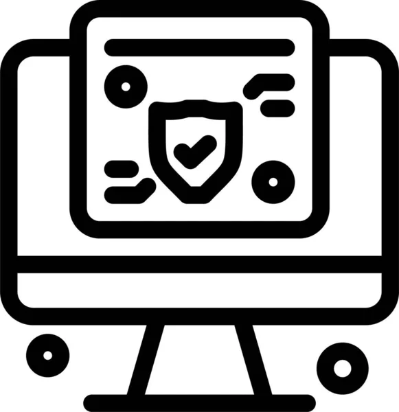 Computer Insurance Online Icon — Vettoriale Stock