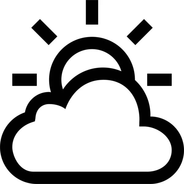 Сонячна Погода Хмарна Іконка Контурному Стилі — стоковий вектор
