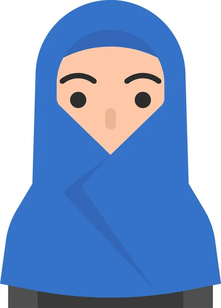 Ikon Hijab Islam Avatar Dalam Gaya Datar - Stok Vektor