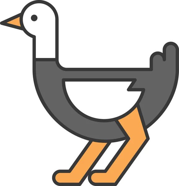 Animal Oiseau Autruche Icône Dans Style Filledoutline — Image vectorielle