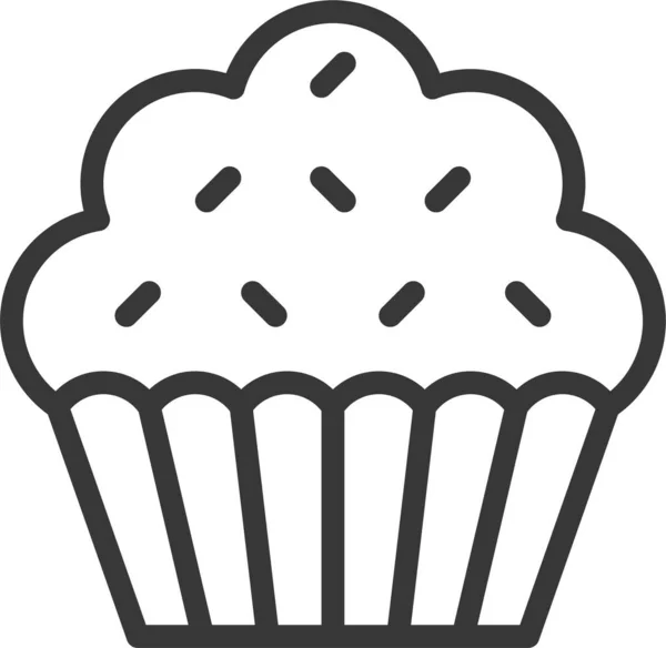 Panadería Pastel Cupcake Icono Estilo Esquema — Vector de stock