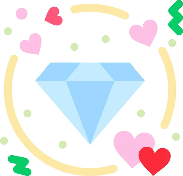 Διαμάντι Καρδιά Αγάπη Εικονίδιο Επίπεδο Στυλ — Διανυσματικό Αρχείο