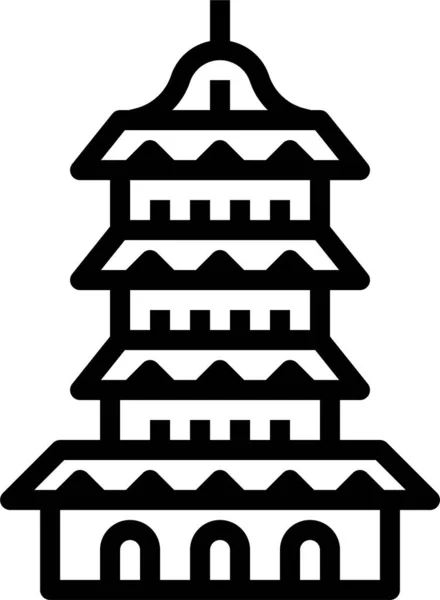 Beisi Buddhism Icono China Estilo Esquema — Vector de stock