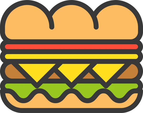 Fast Food Hot Dog Icoon Filedoutline Stijl — Stockvector