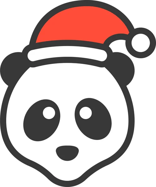 Hayvan Noel Şapkası Panda Simgesi — Stok Vektör