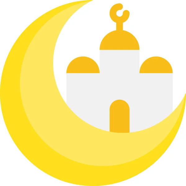 Crescent Masjid Moon Icon Flat Style — 图库矢量图片