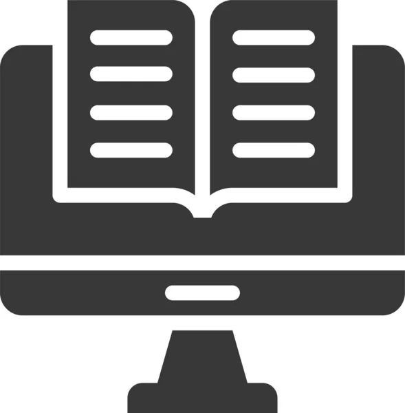Icona Del Libro Documento Desktop Stile Solido — Vettoriale Stock