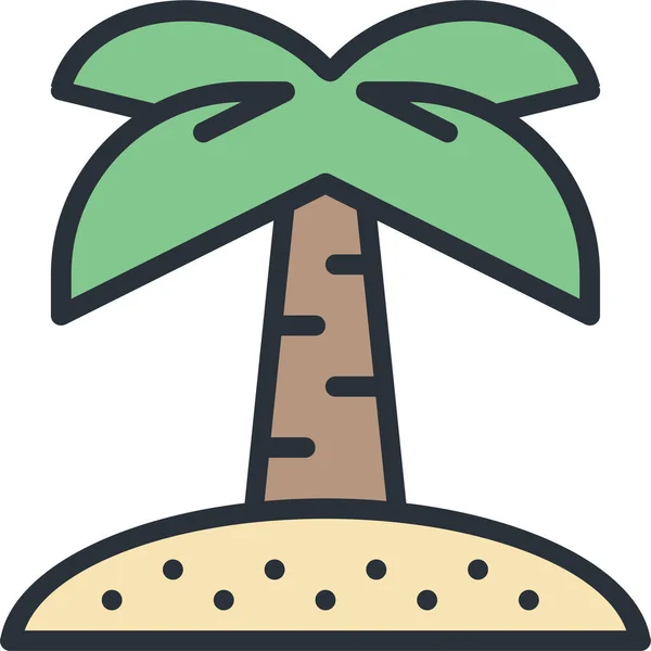 Exotische Eiland Palm Icoon Filedoutline Stijl — Stockvector