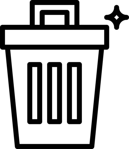 Bin Can Garbage Icon Outline Style — Stock Vector