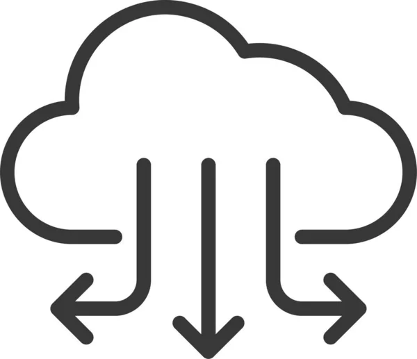 Cloud Computing Εικονίδιο Διανομής Νέφους Στυλ Περίγραμμα — Διανυσματικό Αρχείο