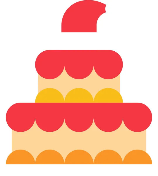 Gâteau Célébration Nourriture Icône Dans Style Plat — Image vectorielle