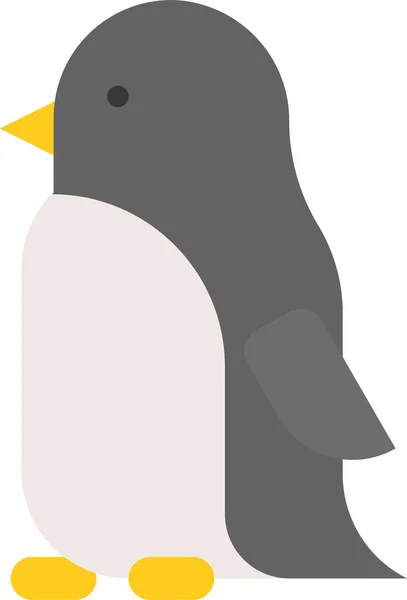 Tier Vogel Pinguin Ikone Flachen Stil — Stockvektor