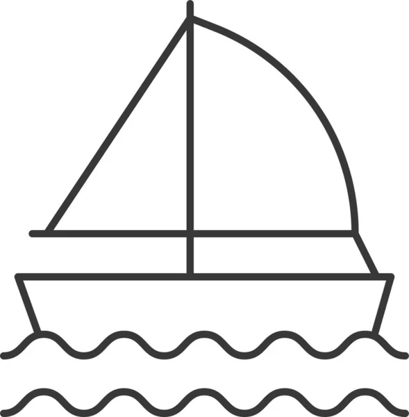 Strand Boot Zeilboot Pictogram Omtrek Stijl — Stockvector