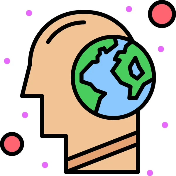 生态环境主义范畴中的人脑地球图标 — 图库矢量图片