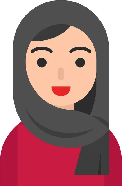 Avatar Hijab Icône Musulmane Dans Style Plat — Image vectorielle