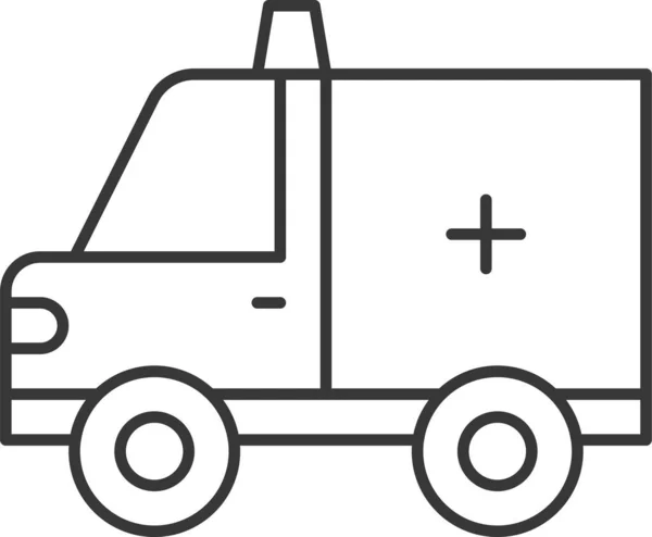 Vervoer Ambulance Auto Pictogram Grote Lijnen Stijl — Stockvector